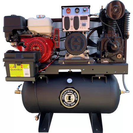 Industrial Gold 13 HP 30 gal Air Compressor Generator and Welder 175 PSI 110V/240V Single Phase 60Hz Stationary Air Compressors