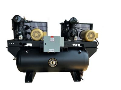 Industrial Gold 5 HP 120 gal. Horizontal Duplex Air Compressor, 208 to 230V, 3 Phase, 60 Hz