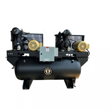 Industrial Gold 5 HP 120 gal Horizontal Duplex Air Compressor 208 to 230 V 3 Phase 60 Hz Stationary Air Compressors