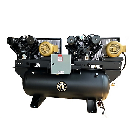 Industrial Gold 7.5 HP 120 gal. Duplex Reciprocating Air Compressor, 208 to 230V, 1 Phase, 60 Hz