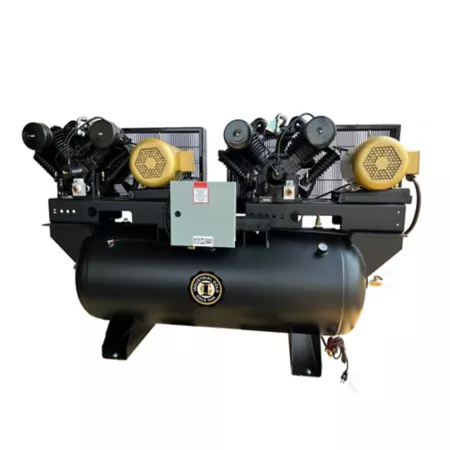 Industrial Gold 7.5 HP 120 gal Duplex Reciprocating Air Compressor 208 to 230 V Single Phase 60 Hz Stationary Air Compressors