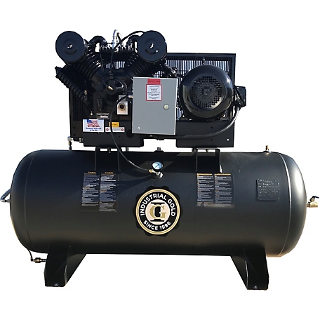 Industrial Gold 10 HP 120 gal. Horizontal Air Compressor, 208 to 230V, 3 Phase, 60 Hz, 35 CFM at 175 PSI