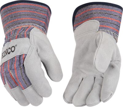 Kinco Suede Leather Palm Cotton-Blend Fabric Back and Cuff Gloves, 1 Pair