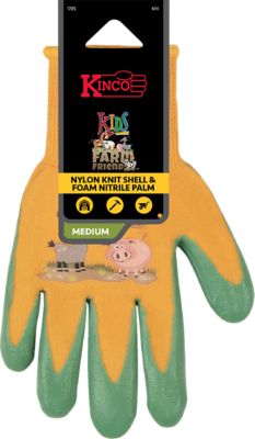 Kinco 13-Gauge Nylon Knit Shell Foam Nitrile-Coated Palm Gloves, 1 Pair, Yellow/Orange