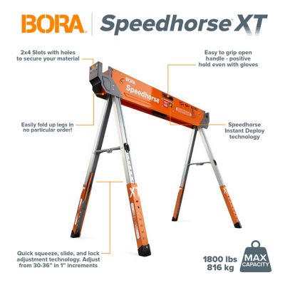 Image showing  45 in. x 36 in. 3,000 lb. Capacity Height-Adjustable Speedhorse Sawhorse, 2-Pack