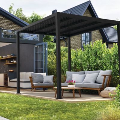 Image showing 6 th FREESTYLE 8 ft. x 8 ft. Aluminum Pergola, Matte Black