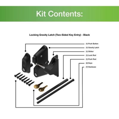 Image showing  Locking Gravity Latch with Two-Sided Key Entry, Black
