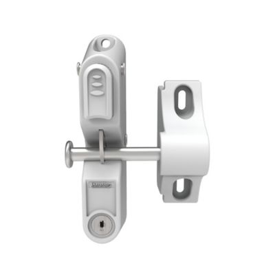 Barrette Outdoor Living Locking Gravity Gate Latch with 2-Sided Key Entry, White, 73050188