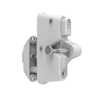 Image showing  Locking Gravity Gate Latch with 2-Sided Key Entry, White, 73050188
