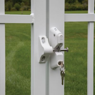 Image showing  Locking Gravity Gate Latch with 2-Sided Key Entry, White, 73050188