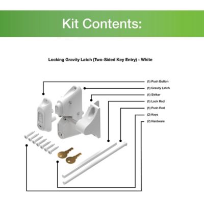 Image showing  Locking Gravity Gate Latch with 2-Sided Key Entry, White, 73050188