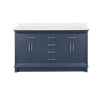 Ove Decors Churchill 60 in. Double Sink Bathroom Vanity, Midnight Blue ...