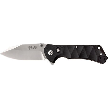 Elite Tactical 3.5 in. Stainless-Steel Tactical Parallax Knife, Black