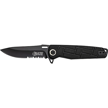 Elite Tactical 3.5 in. Half-Serrated Readiness Knife, Black