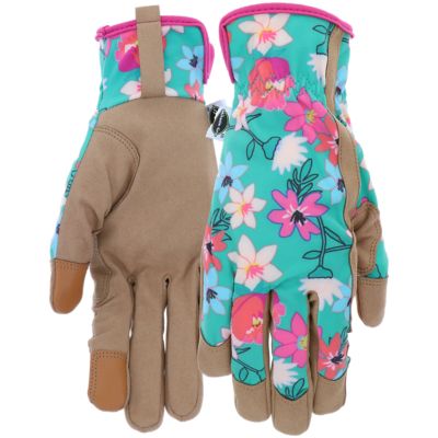 Miracle-Gro Women's Synthetic Leather Floral Hi-Dex Gloves, 1-Pair