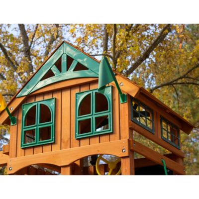 Image showing  Avalon Wood Swing Set, Includes Twister Tube, Rock Wall, Sandbox and Playset Accessories