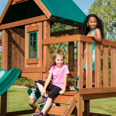 Image showing 5 th Swing-N-Slide Knightsbridge Plus Wood Swing Set, Wave Slide, Monkey Bars, Playset Accessories