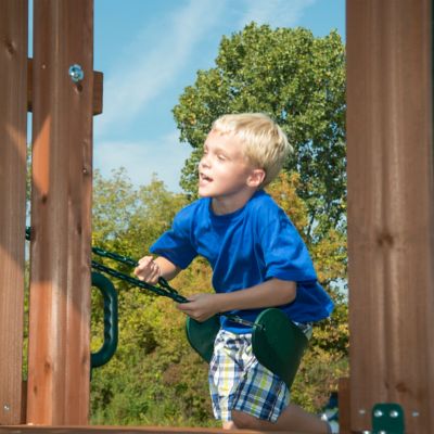 Image showing 6 th Swing-N-Slide Knightsbridge Wooden Swing Set, Wave Slide, Rock Wall, Playset Accessories