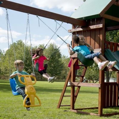 Image showing 8 th Swing-N-Slide Knightsbridge Wooden Swing Set, Wave Slide, Rock Wall, Playset Accessories