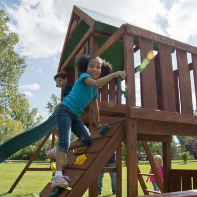 Image showing 9 th Swing-N-Slide Knightsbridge Wooden Swing Set, Wave Slide, Rock Wall, Playset Accessories