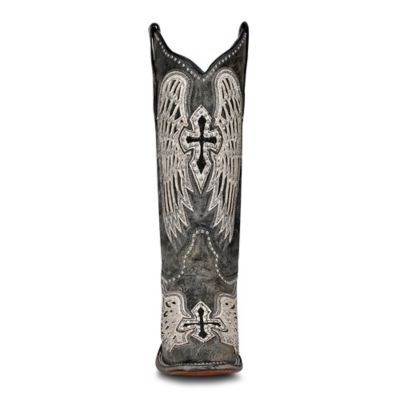 Image showing 1 th Corral Women's Cross and Wings Overlay Square Toe Boots