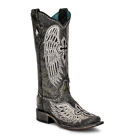 Corral Women's Cross and Wings Overlay Square Toe Boots
