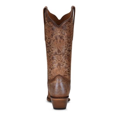 Image showing  Women's Embroidered Snip Toe Cowhide Western Boots, Brown