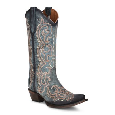 Circle G Women's Western Snip Toe Boots, Blue Jean