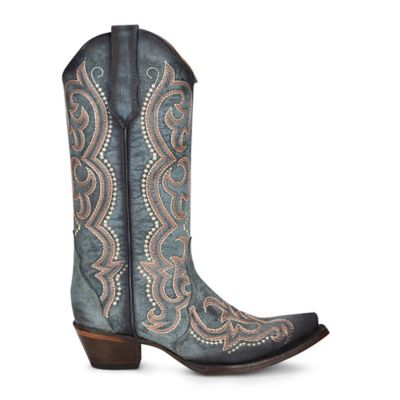 Image showing 2 th Circle G Women's Western Snip Toe Boots, Blue Jean