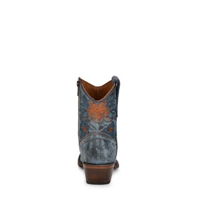 Image showing  Distressed Snip Toe Ankle Boots, Blue