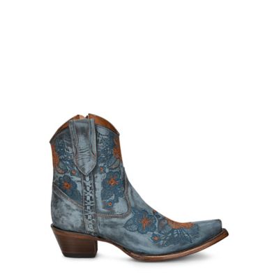 Image showing  Distressed Snip Toe Ankle Boots, Blue