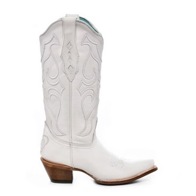 Image showing 1 th Corral Women's Snip Toe Embroidered Cowhide Western Boots, White