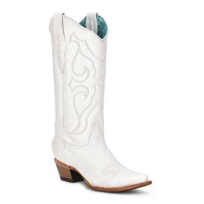 Corral Women's Snip Toe Embroidered Cowhide Western Boots, White