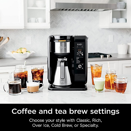  Ninja CP307 Hot and Cold Brewed System, Tea & Coffee Maker,  with Auto-iQ, 6 Sizes, 5 Styles, 5 Tea Settings, 50 oz Thermal Carafe,  Frother, Coffee & Tea Baskets, Dishwasher Safe