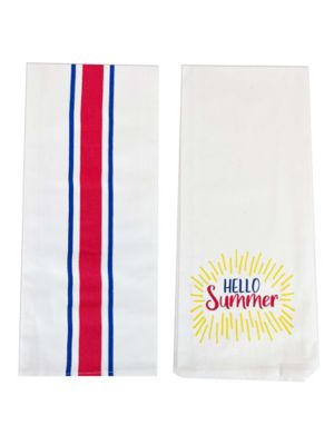 HaynesBesco Group Hello Summer Sunshine Stripes Flour Sack Tea Towel Set, 2 pc.