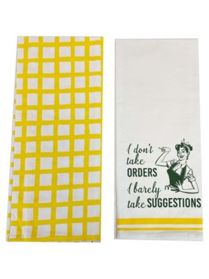HaynesBesco Group I Don't Take Orders I Barely Take Suggestions Yellow Flour Sack Tea Towel Set, 2 pc.
