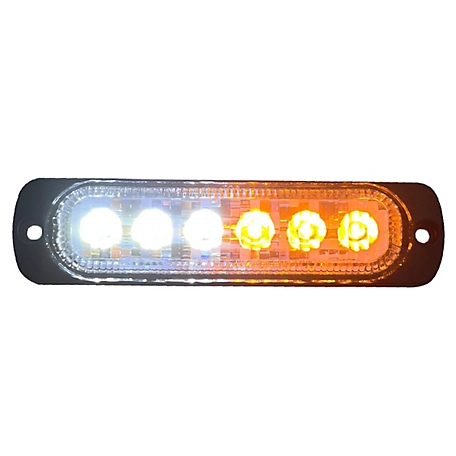 Race Sport Lighting White/Amber Switching 6-LED Ultra Slim Flush Mount 19-Flash Pattern Marker Strobe Light