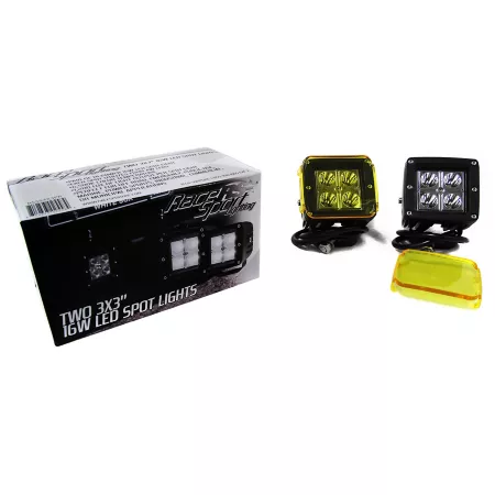 Race Sport Lighting 3x3 4-LED Street Series Cube Spots with Amber Cover 1 Pair Fog Lights