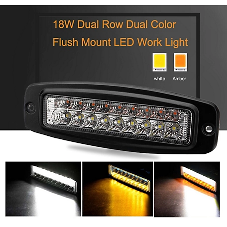 Race Sport Lighting Flush Mount Dual Color LED Auxiliary Work Light, RSDCWAWLFM