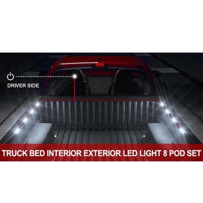 Race Sport Lighting Super Bright WHITE 8-POD 72-LED Bed Rail Lighting Complete System