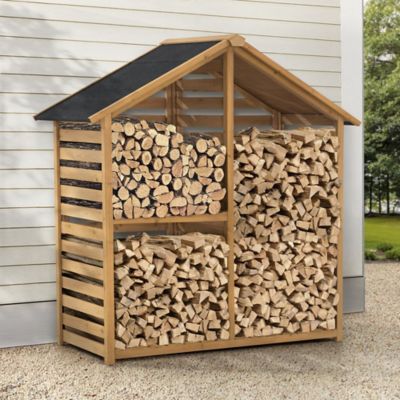 Image showing  69 in. Firewood Log Racks, Large Capacity Outdoor Solid Cedar Wood Firewood Storage Rack