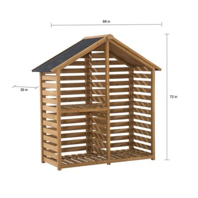 Image showing  69 in. Firewood Log Racks, Large Capacity Outdoor Solid Cedar Wood Firewood Storage Rack