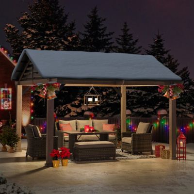 Image showing  13 x 13 ft. Outdoor Galvanized Steel Gazebo with Metal Gable Roof and Ceiling Hook