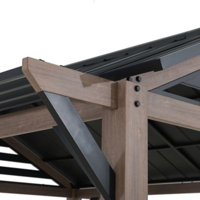 Image showing  13 x 13 ft. Outdoor Galvanized Steel Gazebo with Metal Gable Roof and Ceiling Hook