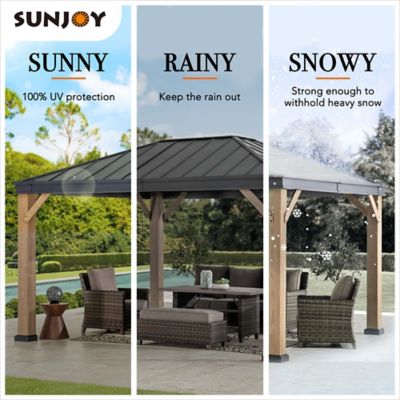 Image showing 7 th Sunjoy 11 x 13ft. Cedarville Hard-Top Outdoor Gazebo