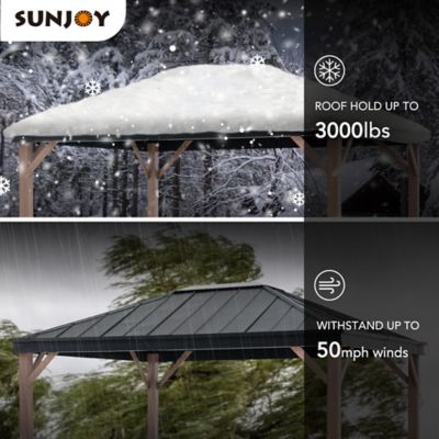 Image showing 9 th Sunjoy 11 x 13ft. Cedarville Hard-Top Outdoor Gazebo