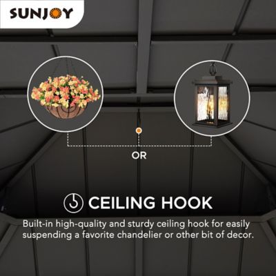 Image showing 5 th SummerCove 11 x 13 ft. Hardtop Gazebo Outdoor 2-Tier Steel Hardtop Metal Gazebo with Dual Rails and Ceiling Hook