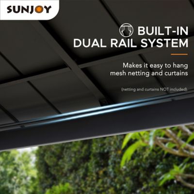 Image showing 6 th SummerCove 11 x 13 ft. Hardtop Gazebo Outdoor 2-Tier Steel Hardtop Metal Gazebo with Dual Rails and Ceiling Hook