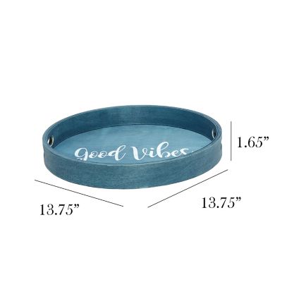 Image showing  Decorative Round Wood Serving Tray