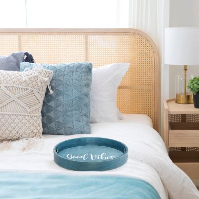 Image showing  Decorative Round Wood Serving Tray